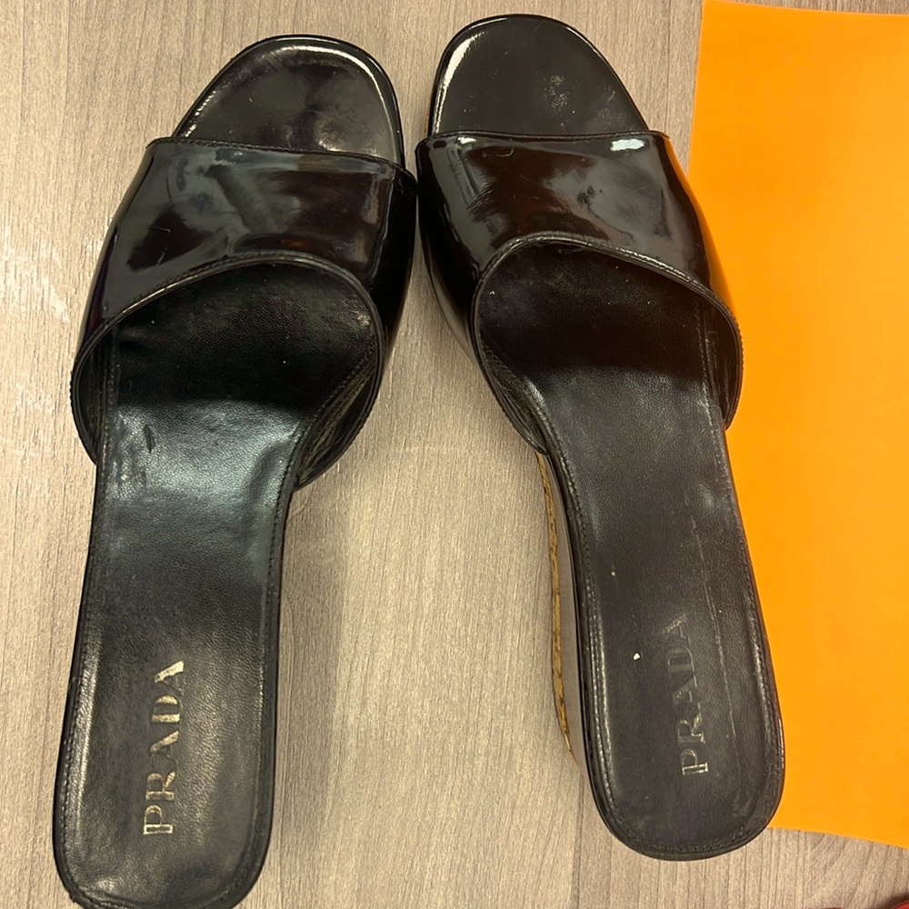 Prada slip on wedges